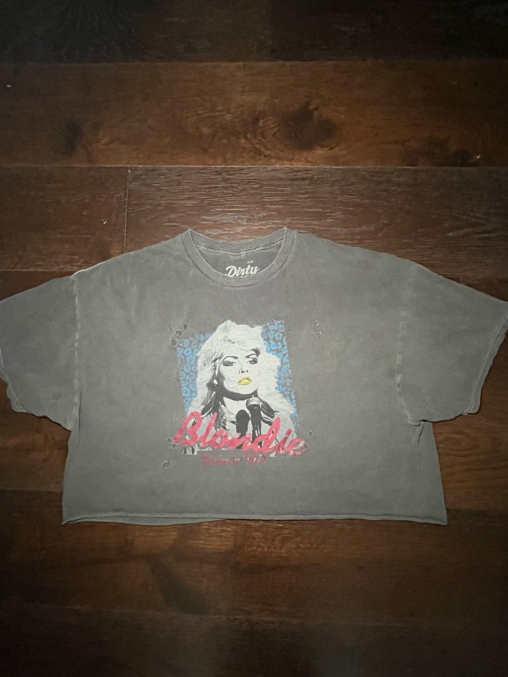 Blondie Cropped Graphic Tee with Distressed Detail